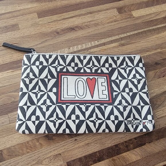 Brighton LOVE Canvas Pouch Bag Makeup Cosmetic Travel Bag Heart Black White - Picture 10 of 10